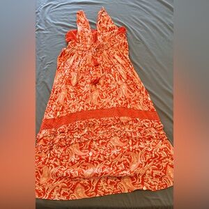 Burnt Orange Paisley Maxi Dress